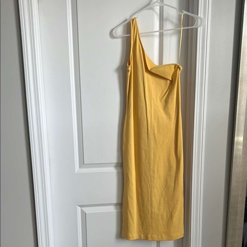 Yellow Asymmetrical Backless Cocktail Dress